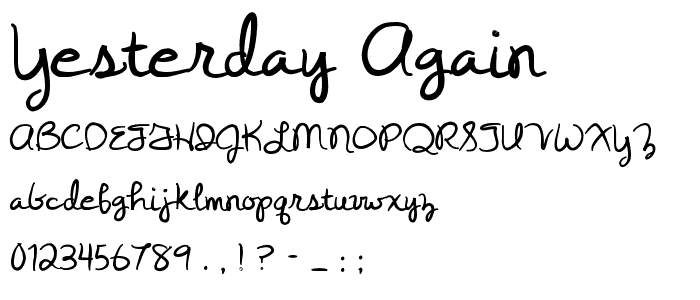 Yesterday Again font